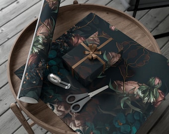 Gothic Botanical Wrapping Paper, Eco-Friendly Kraft Paper