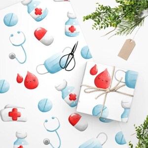 Envoltura de regalo de graduación para estudiantes de medicina, regalo de agradecimiento a la enfermera, envoltura de regalo del hospital, papel de regalo para médicos, papel de álbum de recortes
