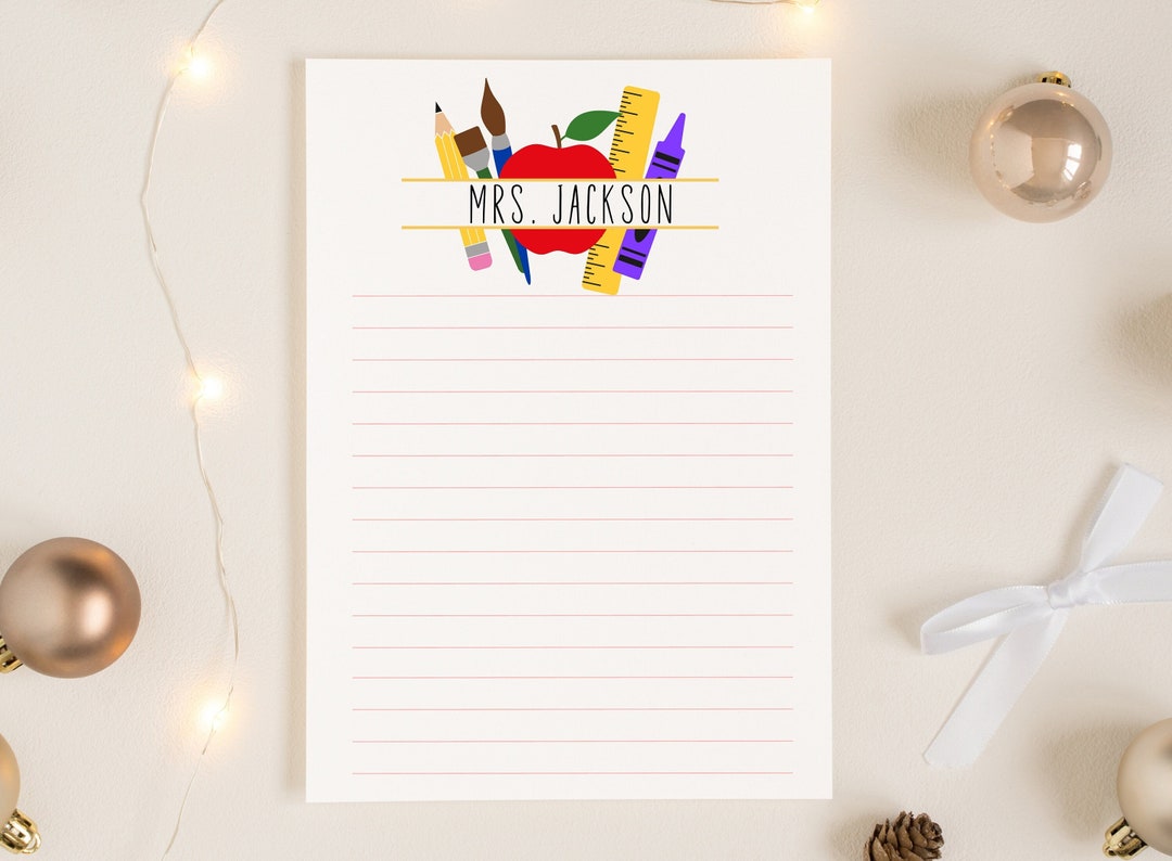 Personalized Teacher Notepad, Custom Stationery Gift (4x4/4x6/8x6/10x6 ...