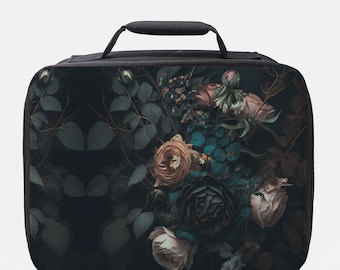 Gothic Floral Insulated Lunch Box, Dark Roses Thermal Bag