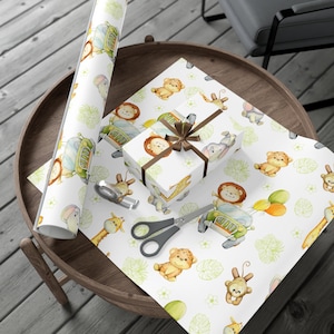 Eco-Friendly Safari Wrapping Paper, Wild One Themed Wrapping Paper, Safari Baby Shower Gift Wrap, Lion Gift Wrap
