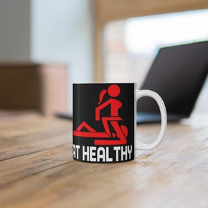 11 & 15 Oz Eat Healthy Rude Mug Template - Cricut Mug Press Sublimation Wrap - Mug Design JPG- 300 DPI image 4