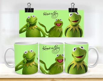 11 & 15 Oz Kermit Mug  Sublimation Mug Template - Cricut Mug Press Sublimation Wrap - Mug Design JPG 300 DPI