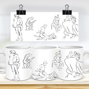 11 und 15 Unzen Sex Line Zeichnung Sublimationsbecher Vorlage - Cricut Mug Press Sublimation Wrap - Becher Design JPG - 300 DPI