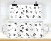 11 & 15 Oz Tattoo Drawings PNG, 11oz Mug Wrap for Sublimation, Sublimation JPG for Mugs Sublimation Wrap Mug Digital Design