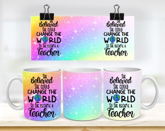 11 & 15 Oz Teachers Mug  Sublimation Mug Template - Cricut Mug Press Sublimation Wrap - Mug Design JPG - 300 DPI