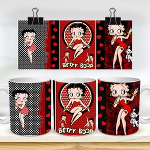 Modelo de caneca para sublimação Betty Boop de 11 e 15 oz - Cricut Mug Press - Design de caneca JPG 300 DPI
