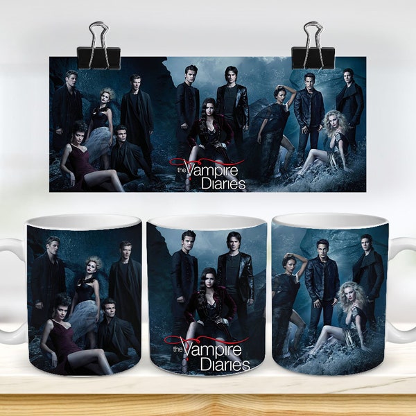 11 und 15 Unzen The Vampire Diaries Sublimationsbecher Vorlage - Cricut Mug Press Sublimation Wrap - Becher Design JPG-300 DPI