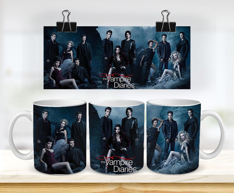Modèle de tasse à sublimation The Vampire Diaries 11 & 15 oz Emballage pour sublimation presse Cricut Mug Design JPG 300 DPI image 1