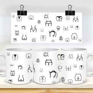 11 & 15 Oz Lady Butts Sublimation Mug Template - Cricut Mug Press Sublimation Wrap - Mug Design JPG- 300 DPI