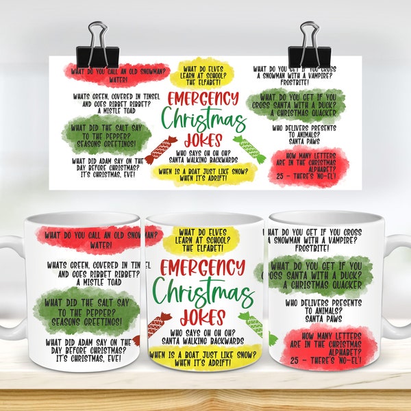 11 & 15 Oz Christmas Jokes Mug  Sublimation Mug Template - Cricut Mug Press Sublimation Wrap - Mug Design JPG- 300 DPI