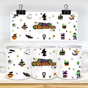 11 & 15 Oz Halloween Sublimation Mug Template - Cricut Mug Press Sublimation Wrap - Mug Design JPG- 300 DPI