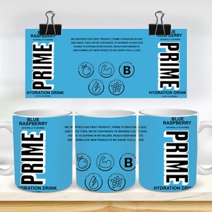 11 & 15 oz Prime modèle de tasse à sublimation boisson hydratante framboise bleue - Cricut Mug Press Sublimation Wrap - Mug Design JPG - 300 DPI