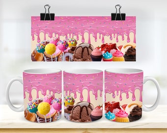 11 & 15 Unzen Cupcake Becherpresse, 11 Unzen Becher Wrap Vorlage, Kaffeebecher Sublimation
