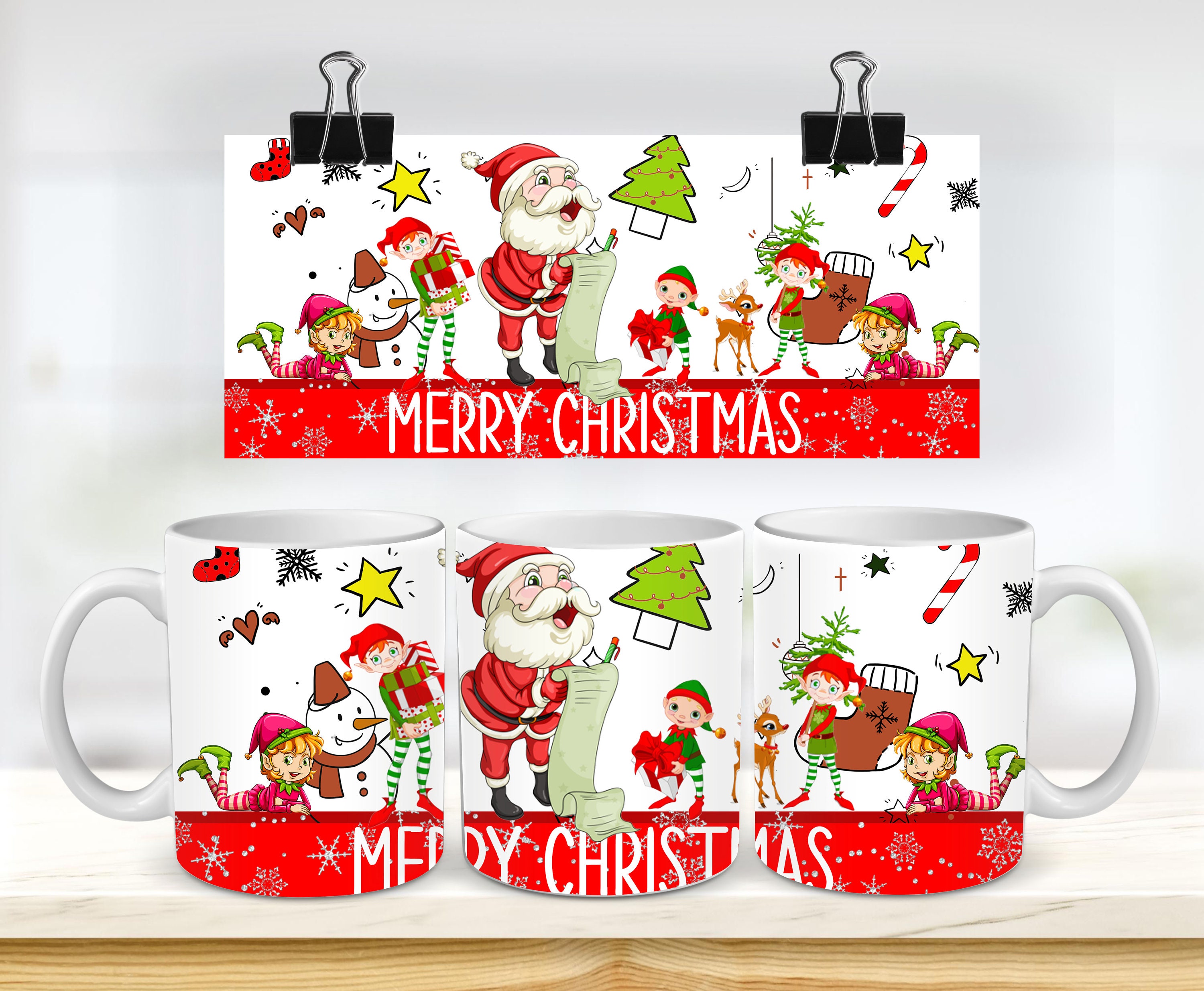 5 Cute Christmas Sublimation Template 11oz 15oz Mug - Inspire Uplift