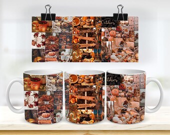 11 & 15 Unzen Herbst Becherpresse, 11 Unzen Becher Wrap Vorlage, Kaffeebecher Sublimation