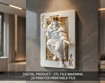 Archivo STL del Rey de Picas: Escultura de arte mural con naipes imprimible en 3D