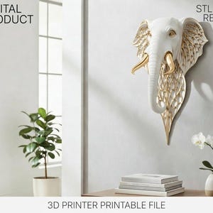 Parametric Elephant Head STL | 3D Printable Wall Sculpture | Modern Animal Art Decor