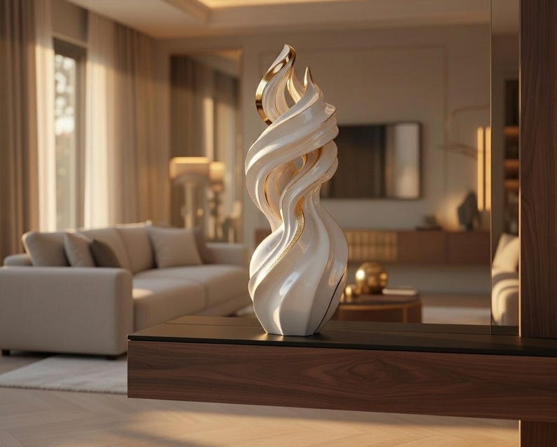 Ember Twist – Abstract Modern Sculpture STL | Minimal Decor Vase Statue 3D Print File image 1