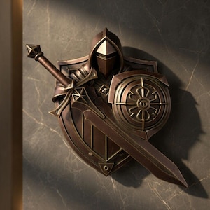 Medieval Knight Wall Emblem STL – Sword Shield Warrior Relief for 3D Printing
