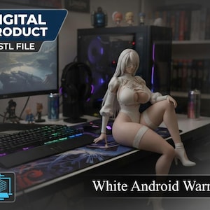 Guerriero Android bianco STL - Stampa 3D - Case per PC e decorazioni per scrivania