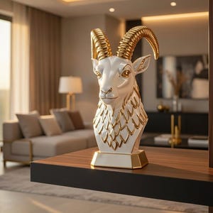 Mountain Goat Head Bust: 3D Printable Animal Sculpture (STL File)