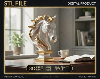 Busto de caballo elegante STL – Modelo de impresión 3D STL para decoración del hogar – Precio especial de lanzamiento