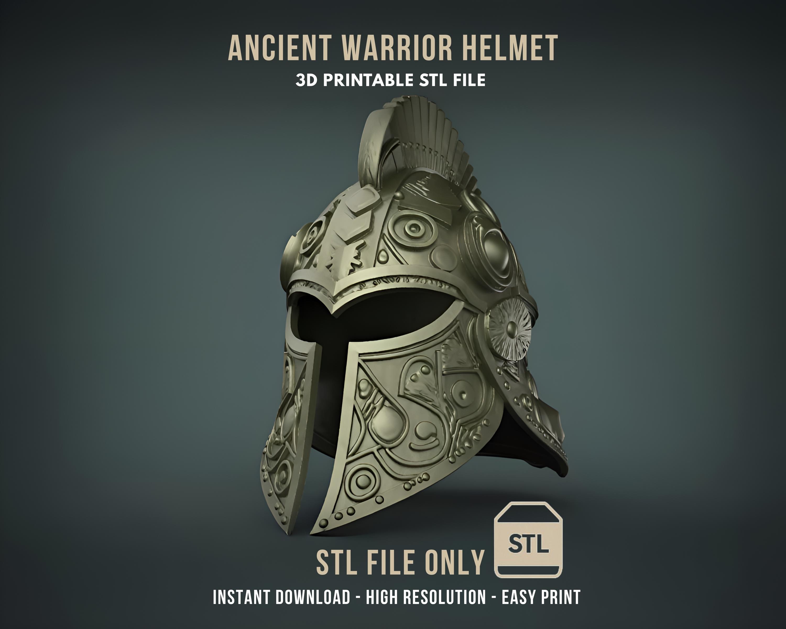 Ancient Warrior Helmet – High Detail 3D Printable STL File