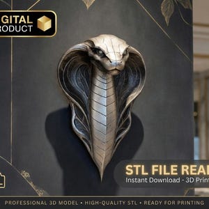 Cobra Head Wall Art STL – Snake Sculpture for 3D Printing