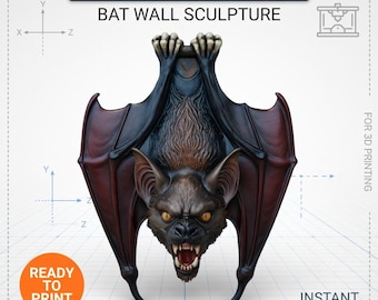 吊り下げ式コウモリ壁飾り – 3Dプリントゴシックハロウィンデコレーション