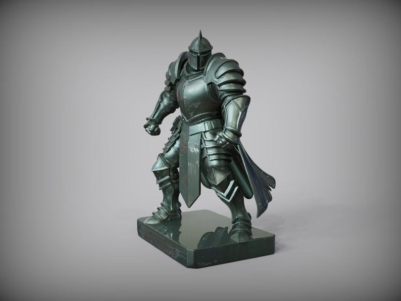Medieval Knight STL File – 3D Printable Armored Warrior Statue Model ...