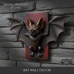 Dekoracja ścienna Halloween z nietoperzem STL | Gotycka dekoracja do druku 3D