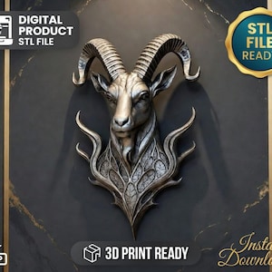 Ram Head Wall Art STL – Mountain Goat Sculpture for 3D Printing