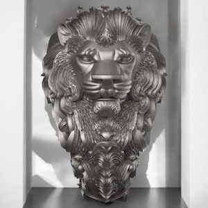 Barocke Löwenkopf Büste STL: 3D Druckbare Skulptur (Digitaler Download