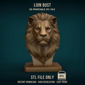 Lion Büste 3D Druckbare 3D STL-Datei - Spezieller Einführungspreis