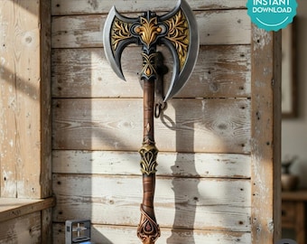 Gothic Battle Axe Sculpture – Cosplay & Display 3D STL Model – Special Launch Price