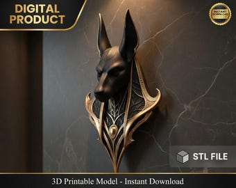 Busto de Anubis en la pared (STL) - Descarga digital