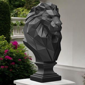 Low Poly Löwenbüste Moderne Geometrische Skulptur für den 3D-Druck – Sonderpreis