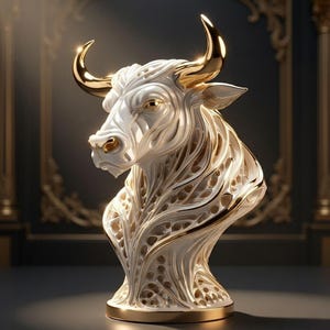 Parametric Bull Bust STL | 3D Printable Sculpture | Organic Modern Art Decor