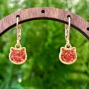 Orange Cat Earrings, Cute Cat Earrings, Kawaii Kitty Jewelry, Cat Earrings, Cat Lover Gift, Handmade Resin Earrings, Whimsical Cat Dangles