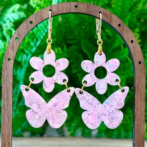 Glow in the Dark Butterfly and Daisy Earrings, Festival Glow Jewelry, Flower Dangles, Rave and Concert Accessories, Floral Fairycore Jewelry