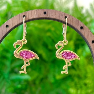 Pink Flamingo Earrings, Tropical Festival Jewelry, Cute Flamingo Dangles, Summer Earrings, Beach Party Accessories, Handmade Resin Jewelry