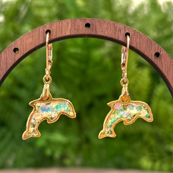 Dolphin Earrings, Ocean Animal Jewelry, Sea Life Earrings, Beach