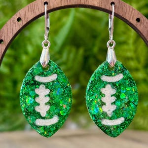 Football Earrings, Game Day Glitter Earrings, Fun and Unique Fan Jewelry, Green Bay Packers, New York Jets, Philadelphia Eagles