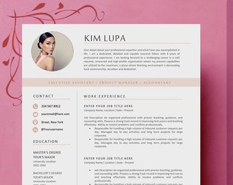 Resume Template with Photo, Professional Resume Template for Word & Pages, Clean CV Template with Picture, Resume and Cover Letter Template