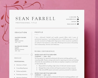 Professional Resume Template Modern for Word, Pages, Google Docs Resume | CV Resume Template, Curriculum Vitae, Modern Resume CV Template