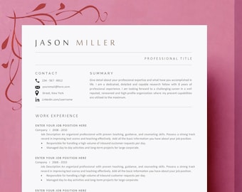 ATS Resume Template Word, Pages, Google Docs, Minimalist ATS CV Template, Modern Executive Resume, Professional Resume, Basic Simple Resume