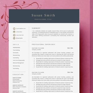Modelo de currículo profissional para páginas do Microsoft Word e Mac com carta de apresentação | Currículo Executivo Moderno | Modelo de currículo | Currículo Minimalista