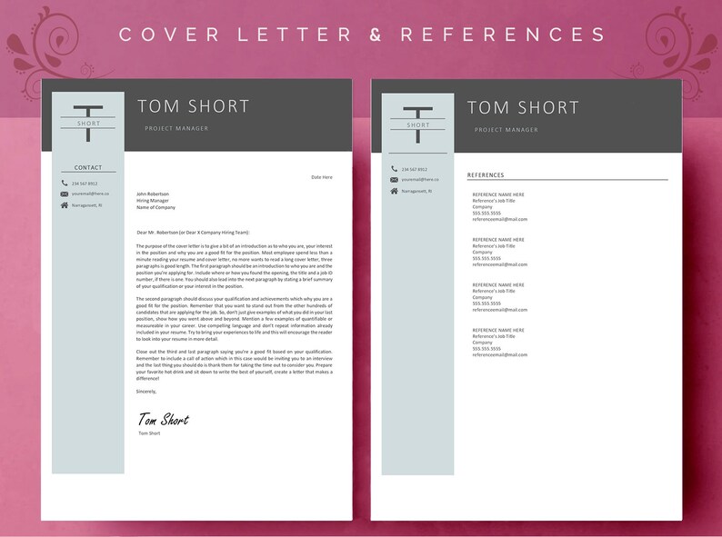 Professional Resume Template for Microsoft Word & Mac Pages - Etsy