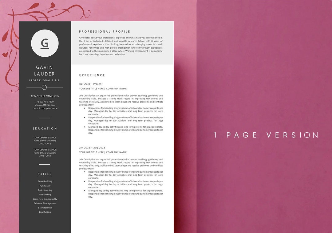 Resume Template Word, Professional Modern Resume Template for Word ...